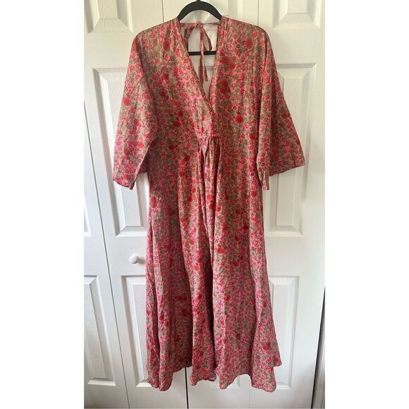 Roller Rabbit M/L Floral Caftan Cover Up Maxi Dress - Pockets - Picture 1 of 7